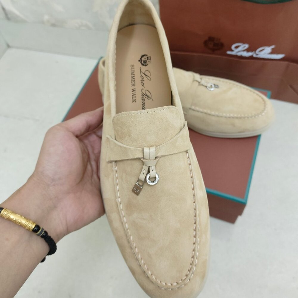 Loro Piana Light Tan Suede Loafers - Picture 4 of 5